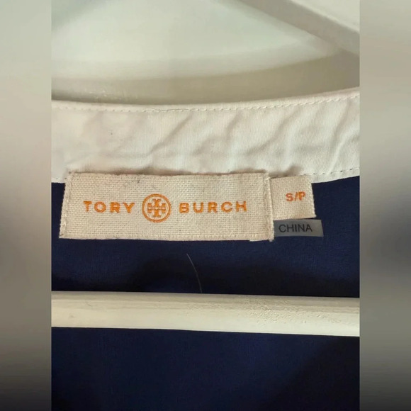 Tory Burch Women’s Blue & Whiter Kimberly Zip Front Mini Dress Size Small Petite - Picture 3 of 4